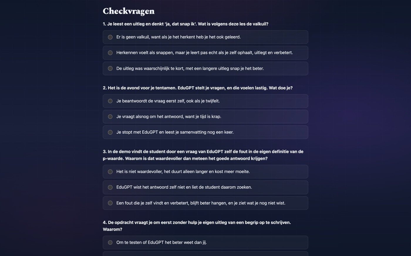 Check questions in a CivAI Academy lesson