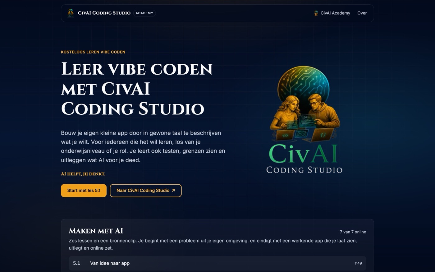 Route Learn vibe coding with CivAI Coding Studio